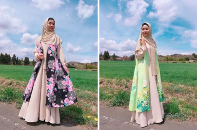 Long cardigan made from yukata (left) and kimono (right)