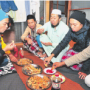 Local Muslims enjoying halal gyoza (dumplings)