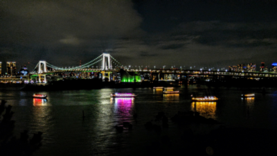 写真：お台場の夜景とレインボーブリッジ