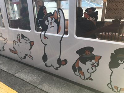 cat painted on train