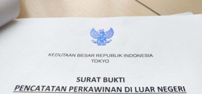 Surat bukti pencatatan perkawinan di luar negeri dari Kedutaan