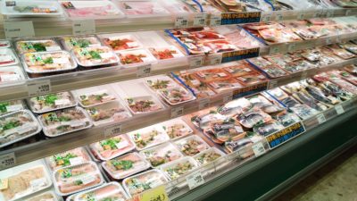 Seafood corner in supermarket