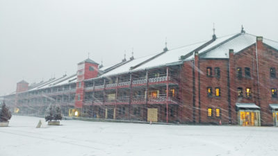 Yokohama Red Brick Warehouse and snow